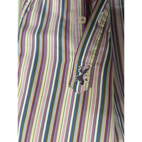Bugatchi Uomo Flip Cuff Dress Shirt Striped Long Sleeve Button Up Mens Size XL - Picture 11 of 11